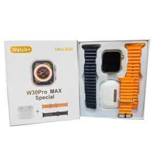 Coffret W30 PRO MAX ULTRA 2024 Montre Connectée + Airpods – Noir