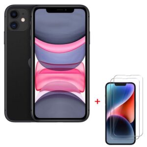 iPhone 11 64 Go Noir – APPLE + Film De Protection GLASS HD+ Pour IPhone 11 (2PCS)