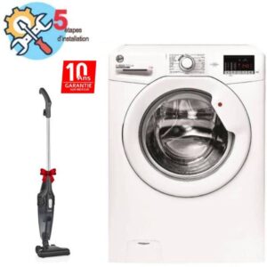 Lave Linge Frontal HOOVER H3W072D-04 7kg + Aspirateur Balai