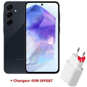 Smartphone SAMSUNG GALAXY A55 5G 8Go 256Go Bleu Marine + Chargeur Secteur 45W Offert
