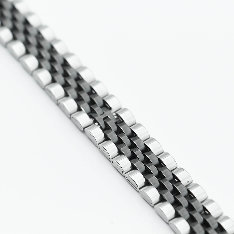 Bracelet for men Watch Style Silver Black – Image 3