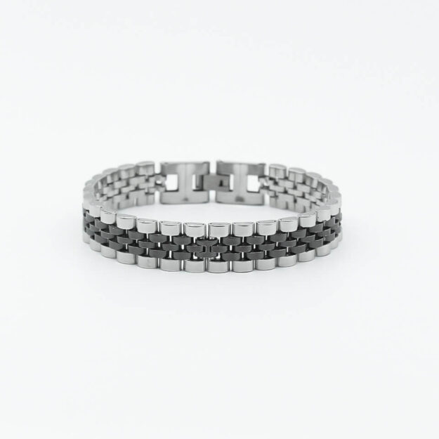 Bracelet for men Watch Style Silver Black